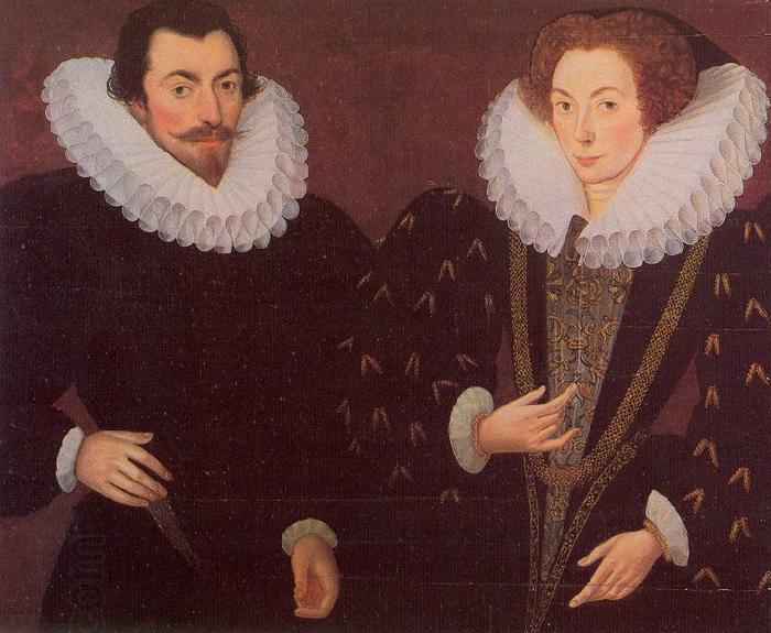Hieronimo Custodis Sir John Harington and his wfie, Mary Rogers, Lady Harington oil painting picture
